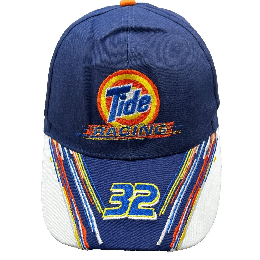 Vintage Darrel Waltrip Hat Cap Strap Back Tide Nascar Racing Blue Y2K 2000s Mens